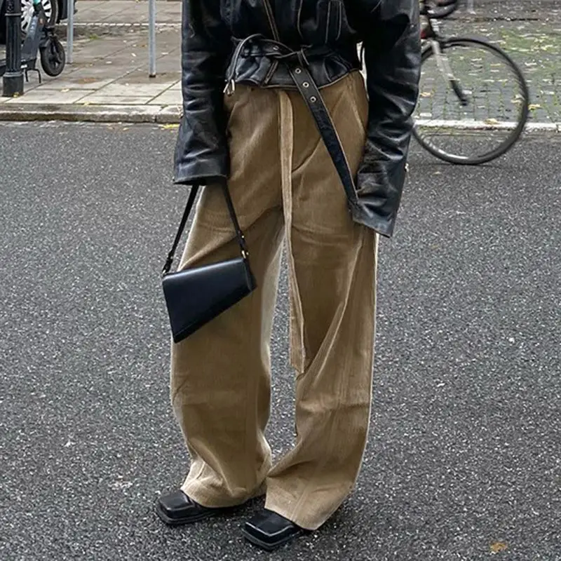 

2025 Autumn/Winter Ankle Strap Denim Loose Fit Lazy Style Casual Wide Leg Pants