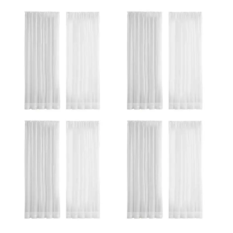 

KYCOR-Window White Sheer Curtains 84 Inches Long 8 Panels Sheer White Curtains Clear Curtains Basic Rod Pocket Panel