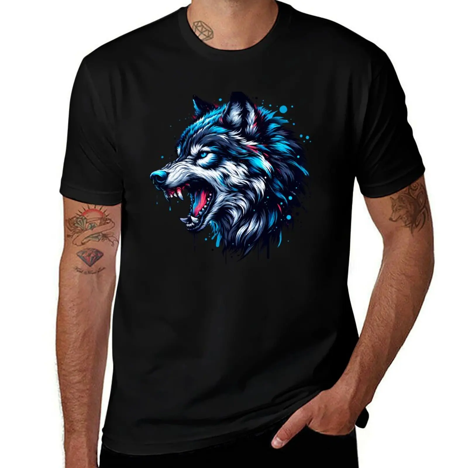 Growling Wolf Shirt T-Shirt Big Size Daily Wear T-Shirt