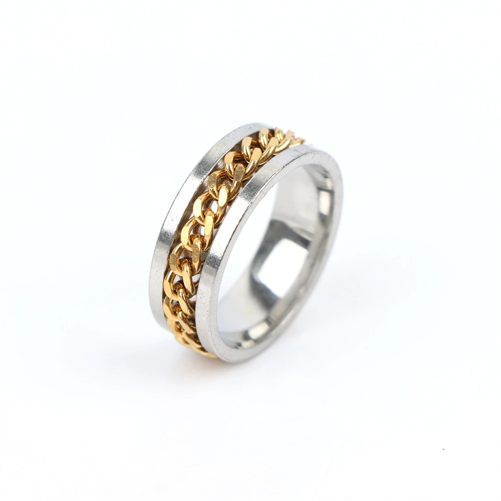 New Cool Rotatable Stainless Steel Ring Men Women High Quality Spinner Chain Classical Punk Rock Rome Digital Jewelry Party Gift