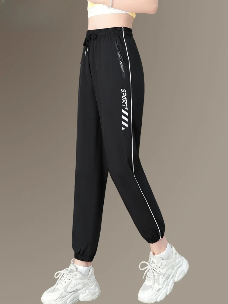 

TUCANO Ice Silk Casual Pants Women's Summer Thin New Small Size Cuffed Leisure Pants Ladies Qui Dry Sports Pants