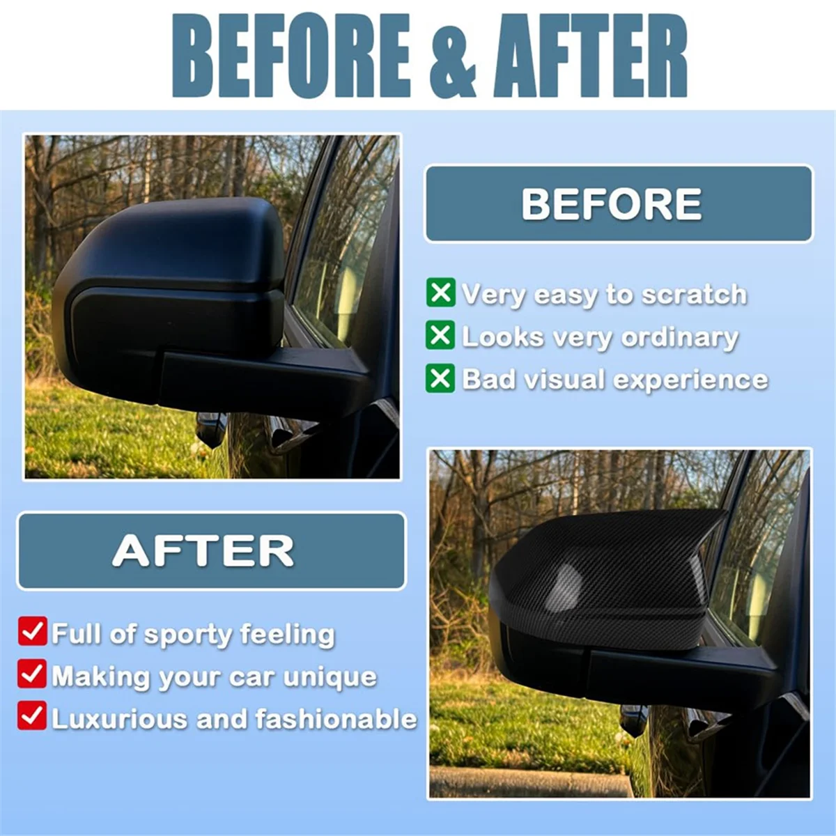 

LGW-uRear View Side Mirror Cover Side Mirror Cap Trim for Ford Bronco 2021-2024 Accessories -