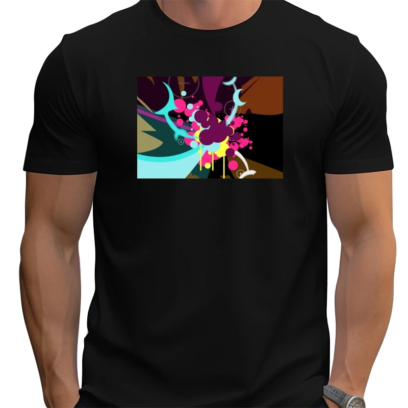 

Мужская популярная футболка в стиле абстракционного искусства черная с коротким рукавом