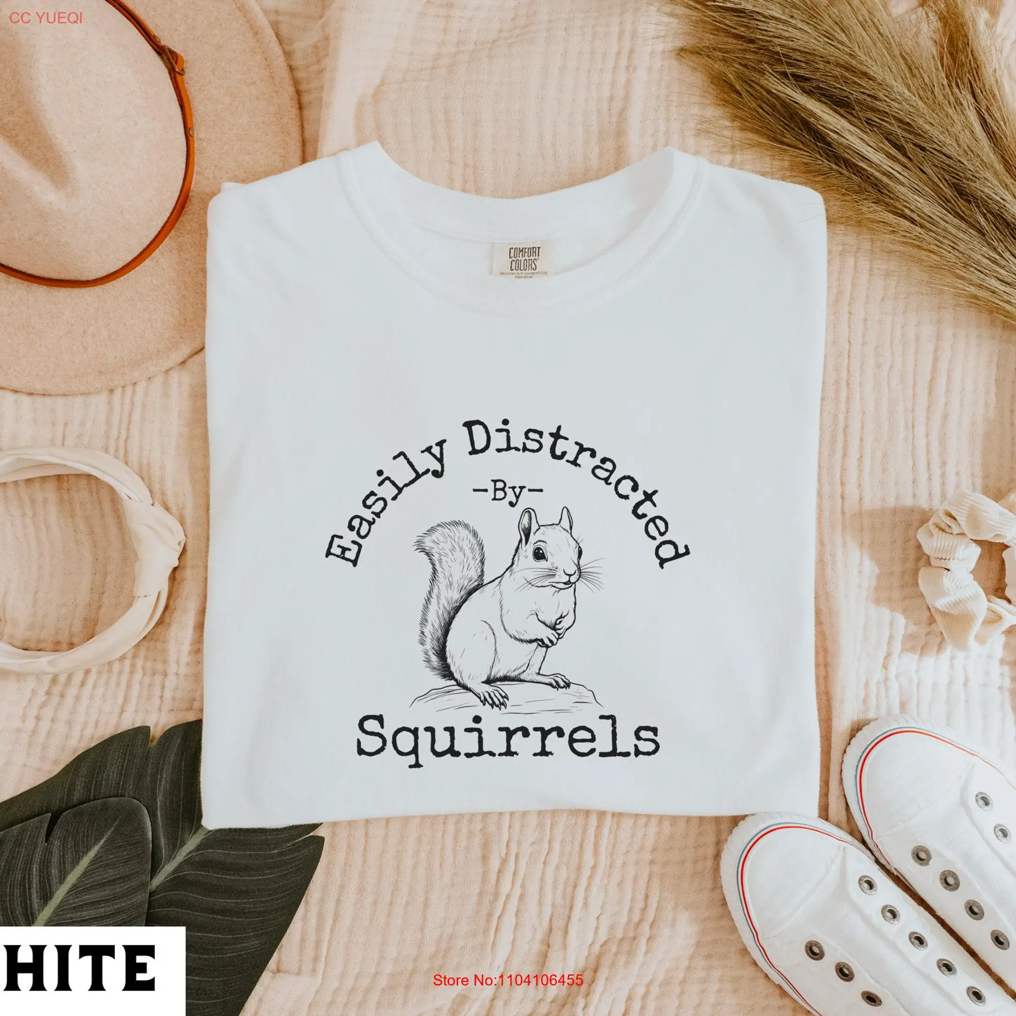 Easily Distracted by Squirrels T Shirt Funny Squirrel Lover Animal long or short sleeves