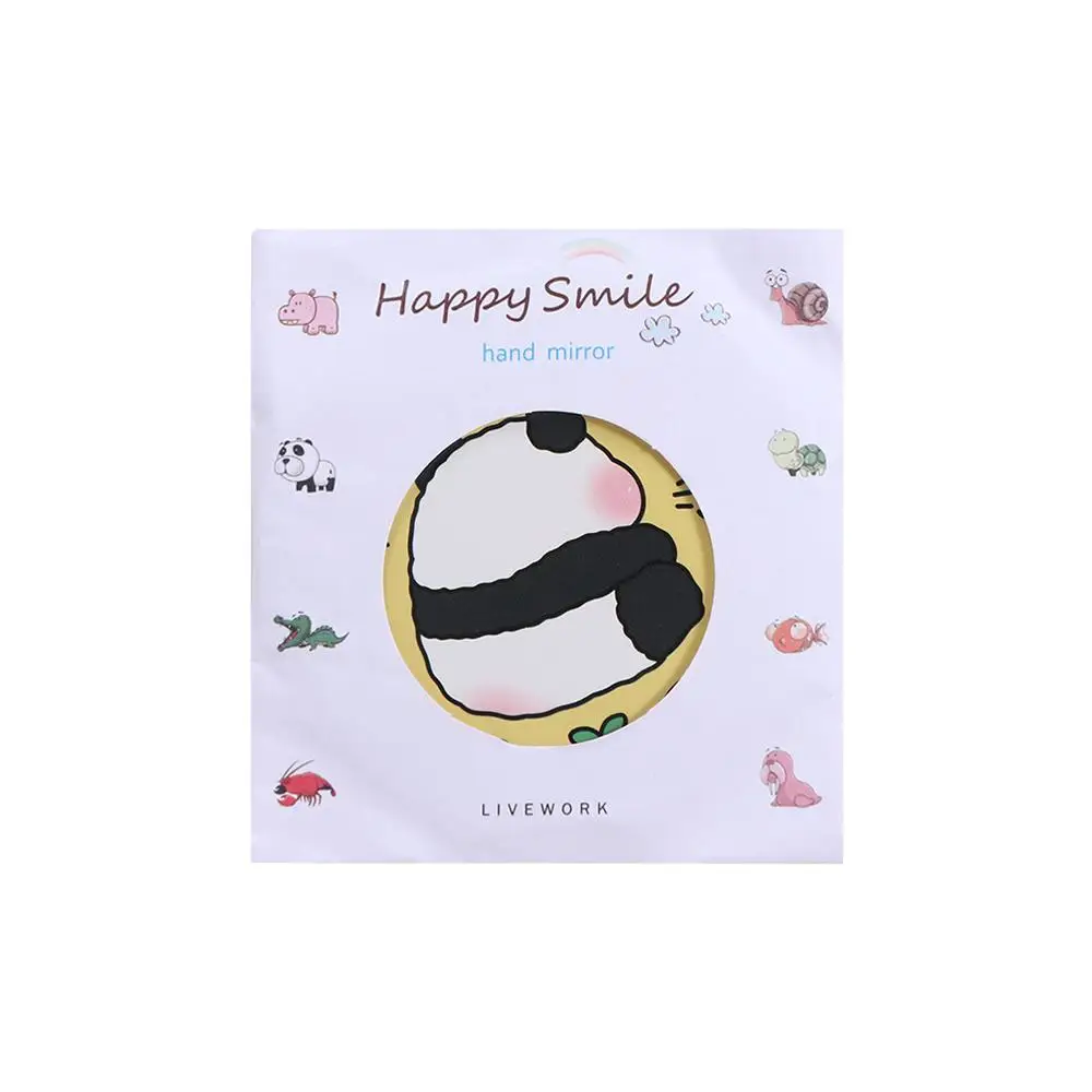 Touch Up Small Round Mirror Mini Panda Small Mirror Cartoon Portable Makeup Mirror Compact Creative Pocket Mirror Women