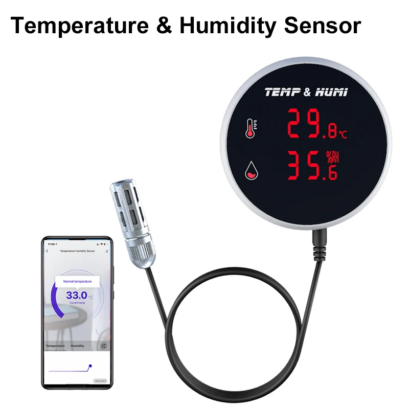 Tuya Smart Zigbee Hygrometer Thermometer With External Temperature USB Charge or Rechargable Battery