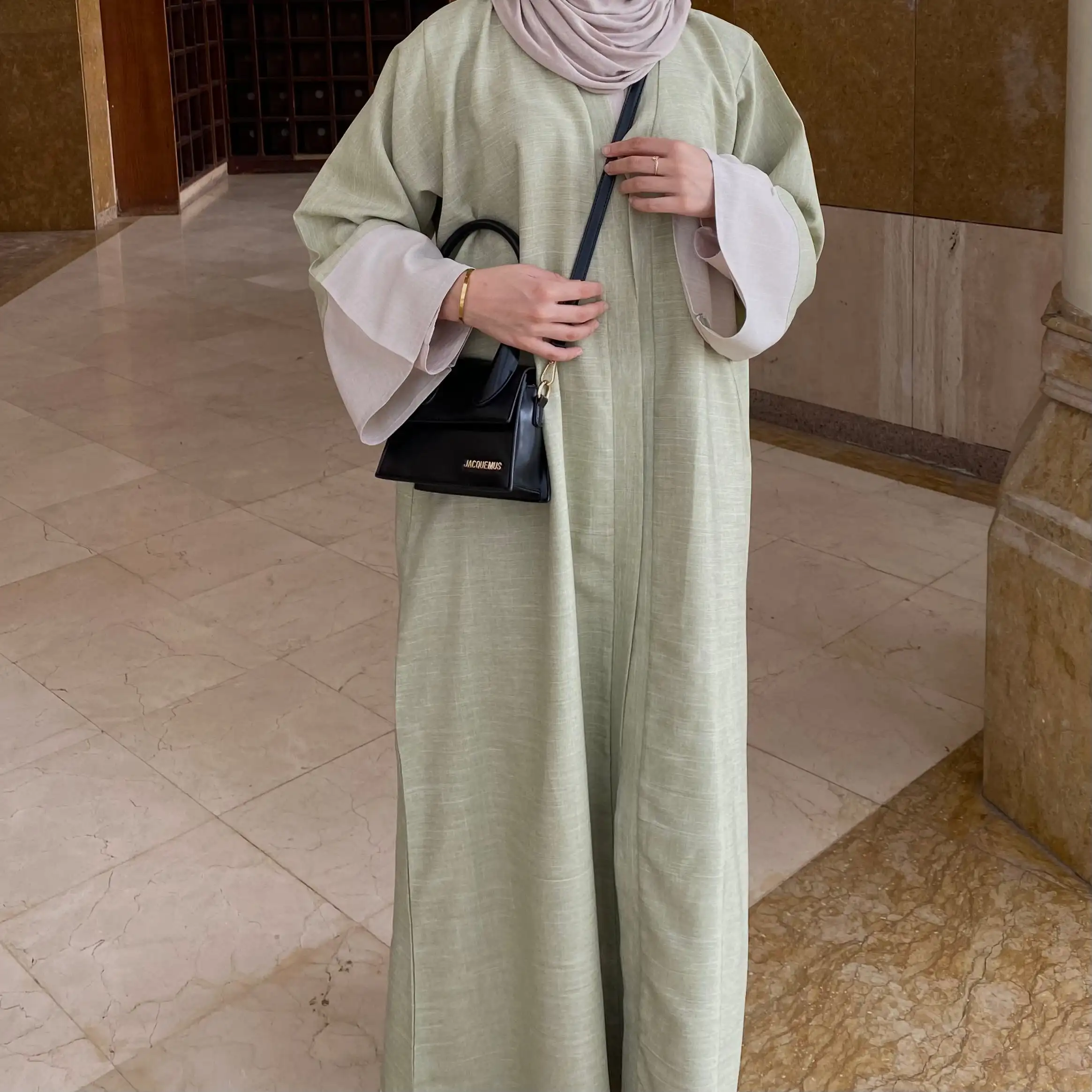 Offene Abaya aus Baumwolle und Leinen, Dubai 2024, türkische Abayas für Frauen, lässiger Kimono, muslimischer Ramadan, Eid, islamische bescheidene