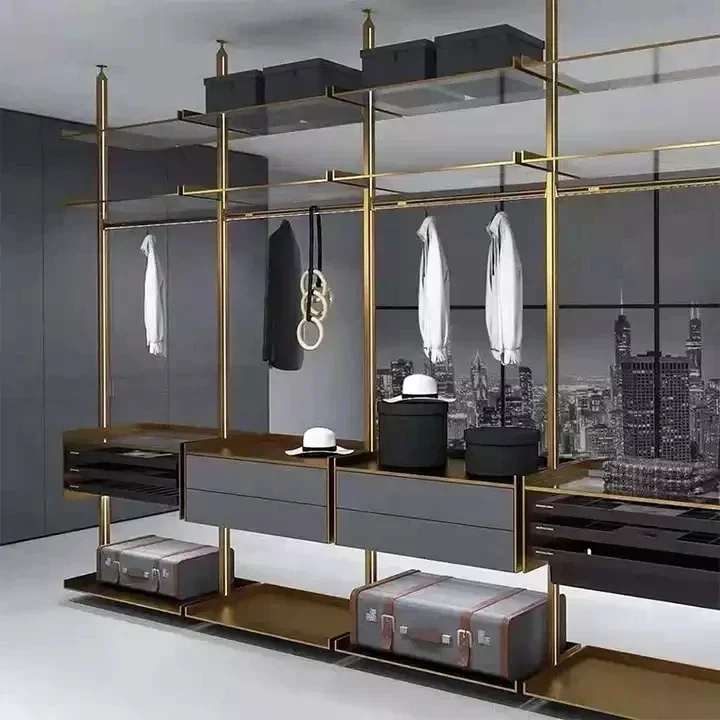 Open Wardrobe Cabinet Home Furniture Luxury,bedroom Furniture for Bedroom Popular  Design Aluminum Walk in Closet