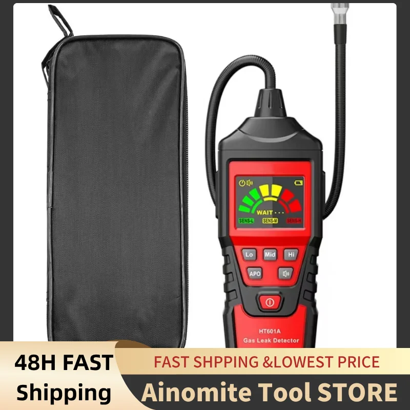 

Gas Leak Detector, HT601A Portable LED Combustible Flammable Gas Detector Gas Leakage Tester Analyzer Radon Detector Carbon