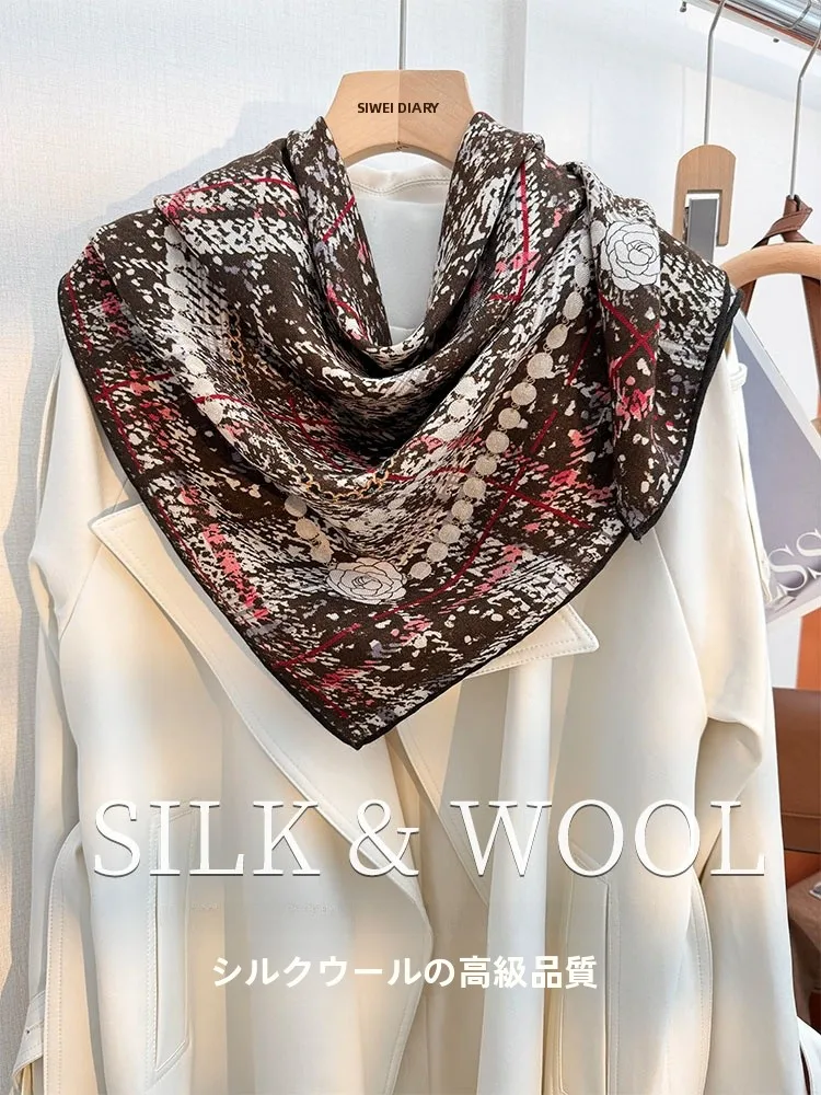 Echarpe-en-soie-et-laine-double-face-pour-femme-nouvelle-collection-automne-hiver-multifonctionnelle-imprime-floral-version-coreenne-tendance