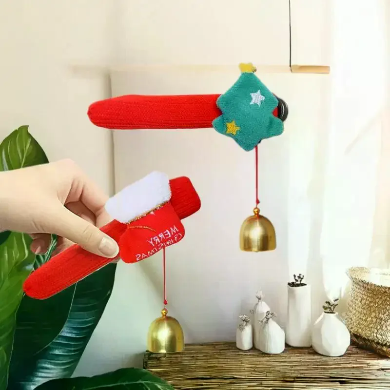 

Очаровательная рождественская крышка дверной ручки Санта-Клауса из мягкой ткани, красная шляпа и белое лицо