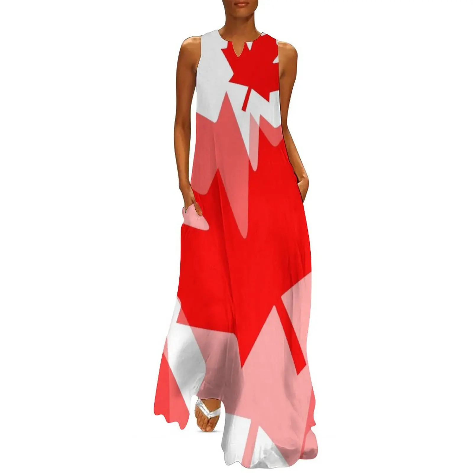 

A Canadian Flag Wave Long Dress dress Summer women's clothing Dress woman