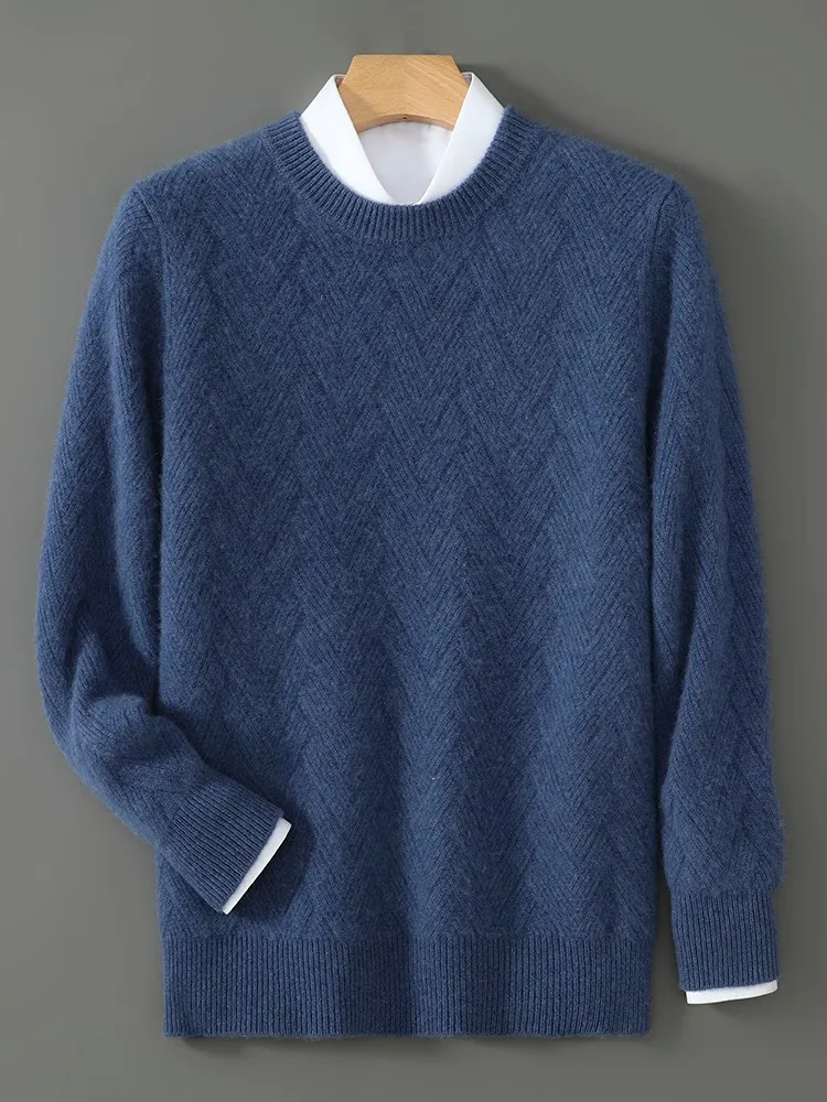 

100% Merino Wool Round Neck Men's Autumn Winter Fashion Casual Base Sweater Knitted Sweater