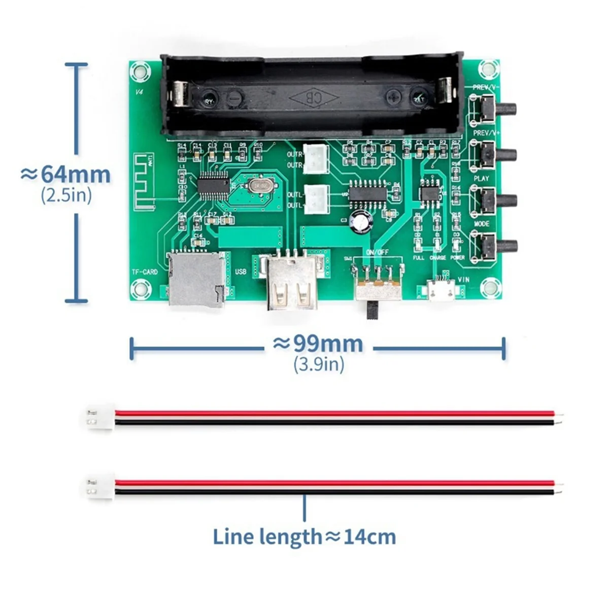 

XH-A150 PAM8403 Mini Bluetooth Amplifier Audio Board 5Wx2 Lithium Battery Sing Machine USB TF-Card Dual Channel Speaker
