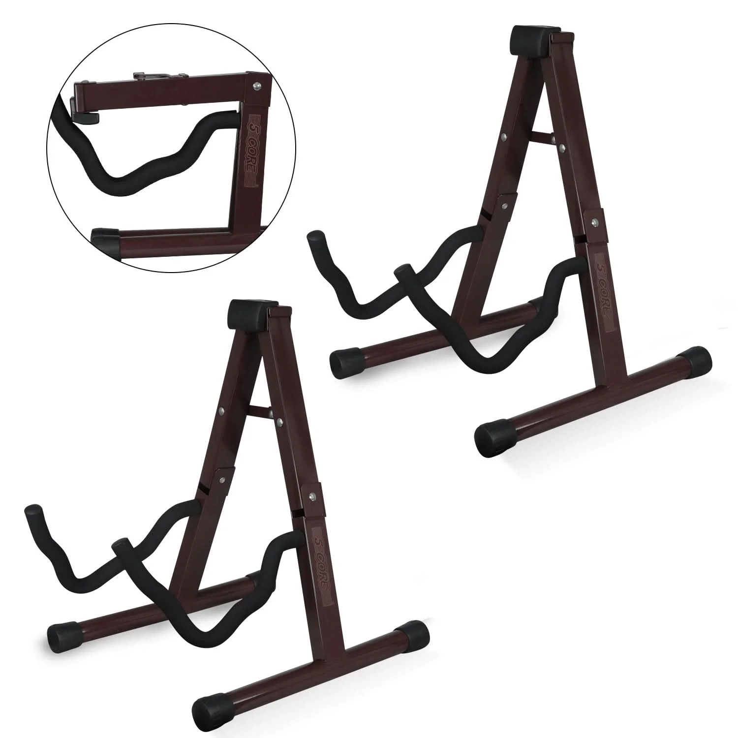 

5 Core Guitar Stand Pair A Shape Foam Arm Rubber Pad for Acoustic Electric Bass GSS BR 2PCS