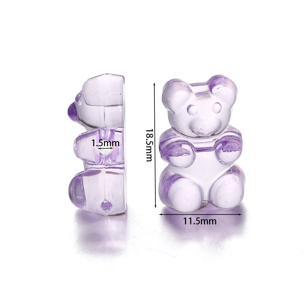 10Pcs 11.5*18.5mm Gummy Bear Bead Transparent Matte Spacer Beads For Jewelry Making Bracelet Charms Necklace Pendant Accessories