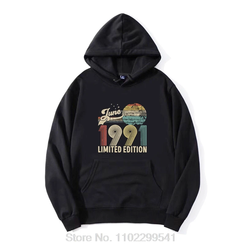 Men's Vintage Established Born In 1991 Hoodie Novelty Birthday Jacket Zip Up Hoodie Hoody Cotton Sweatshirt Harajuku Streetwear