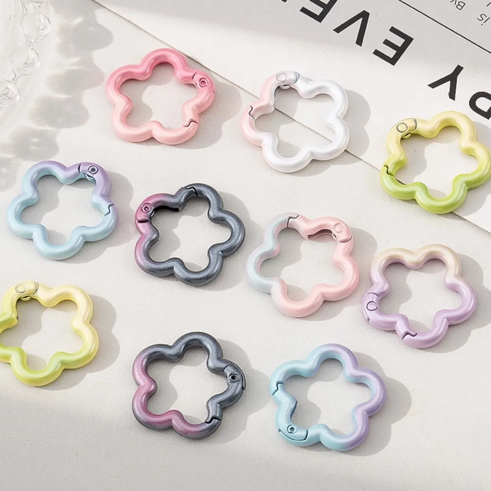 1/5pcs Gradient Color Alloy Spring Buckle Flowers Open Ring Backpack Chain Key Chain Accessories DIY Jewelry Hook Hanging Buckle image 2