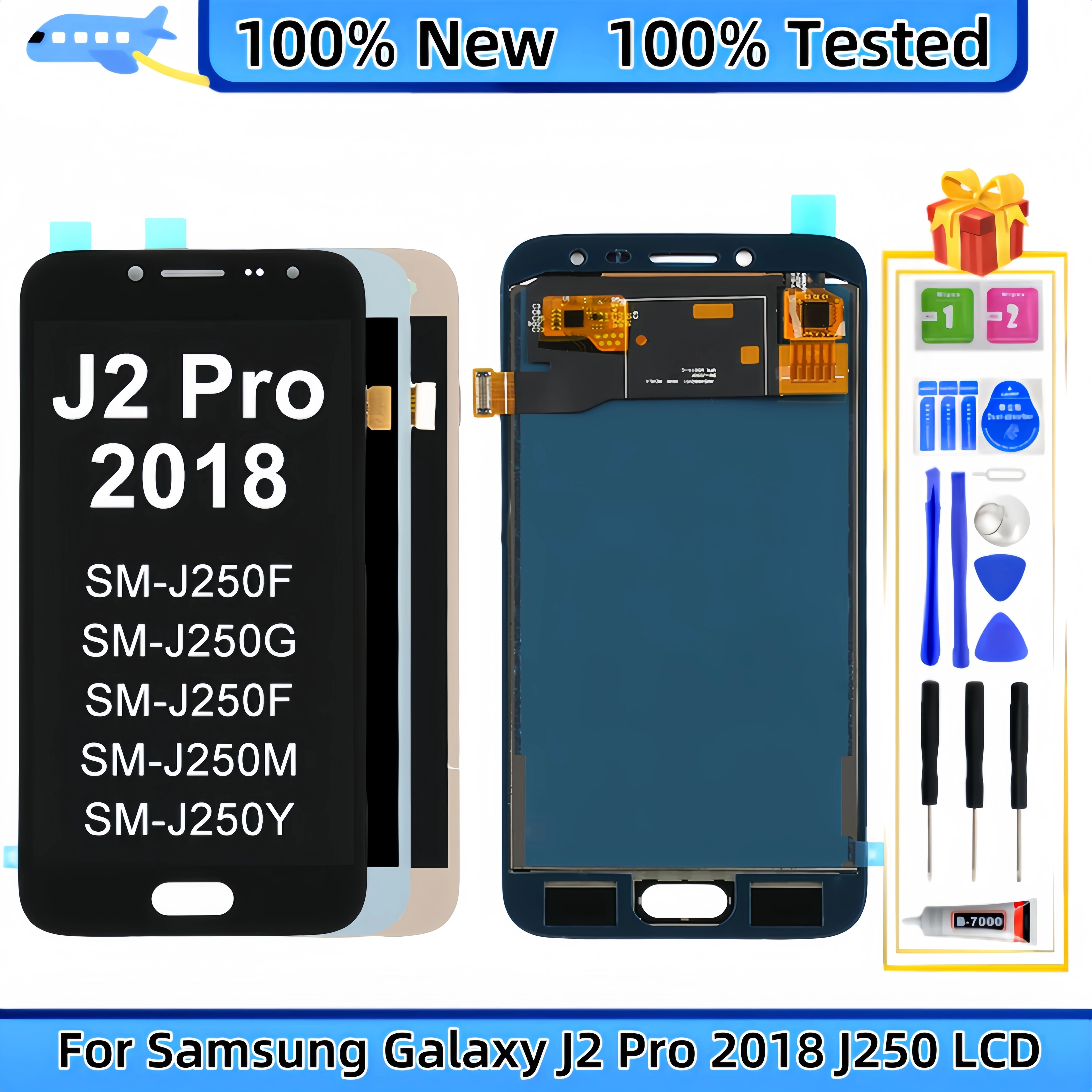 

LCD Display Touch Screen Digitizer Assembly Replacement, Samsung Galaxy J2 Pro 2018, J250, SM-J250F, SM-J250H, SM-J250M