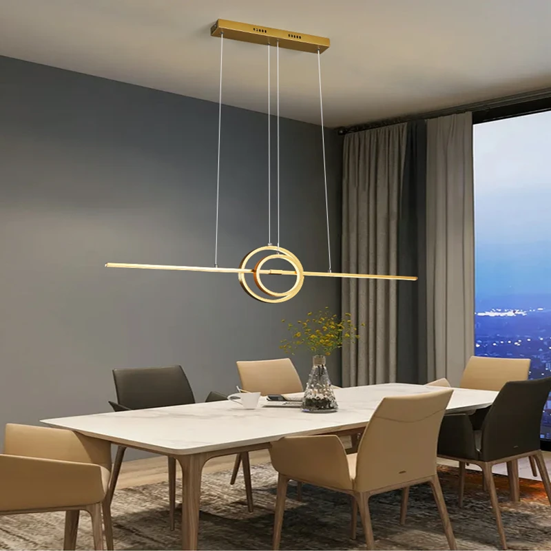 Modern LED Ceiling Chandelier For Living Dining Room Kitchen Bar Pendant Lights 100cm Gold/Black Decoration Nordic Lamp 90V-260V