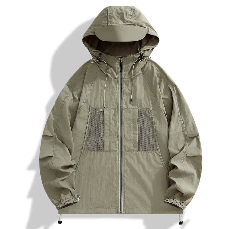 New Summer Couple Ice Silk Nylon Quality Sunscreen Clothes Men'S Ultra-Thin Breathable Zipper Cardigan Uv Resistant Skin Jacket