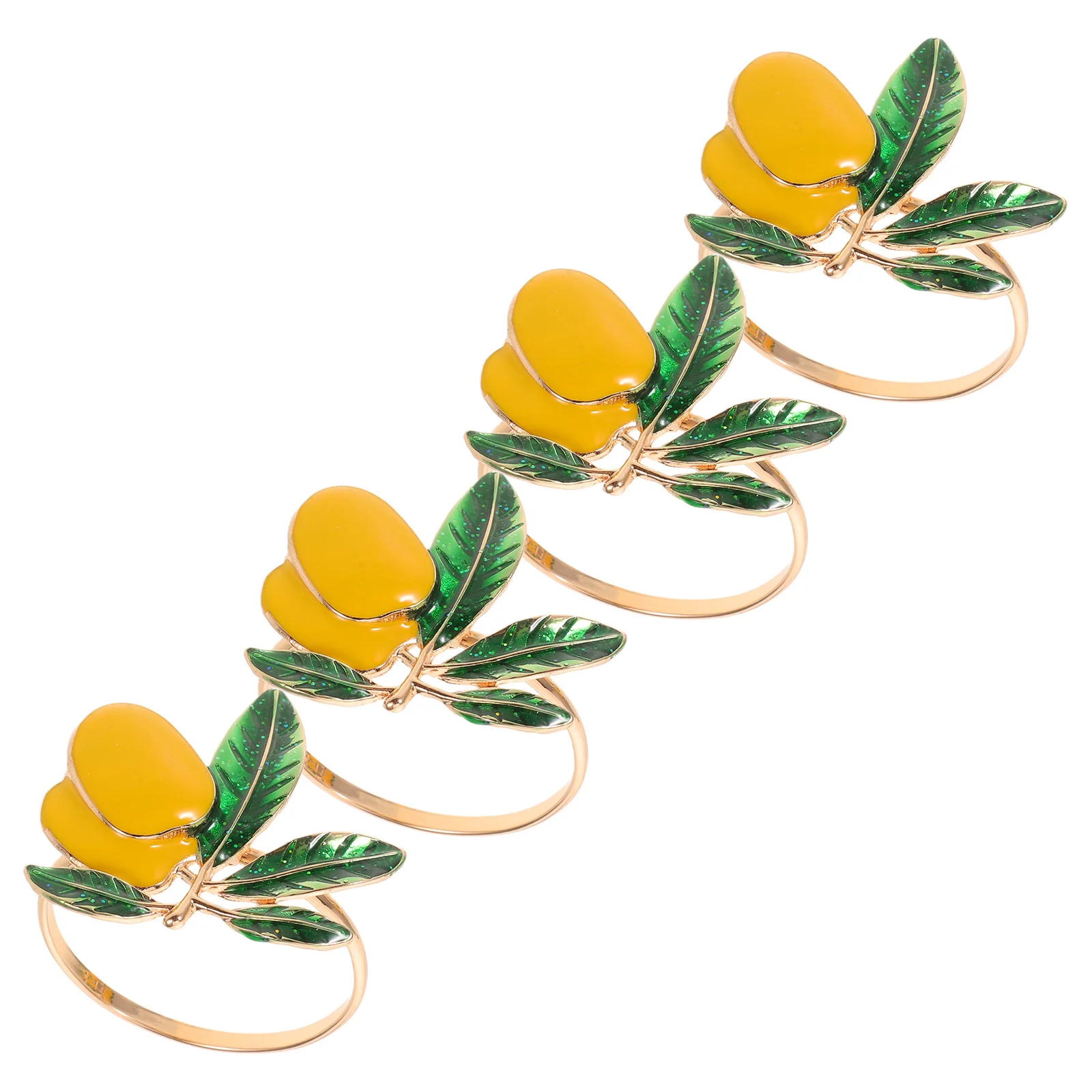 

4Pcs Lemon Napkin Rings Metal Artificial Fruit Napkin Holders Summer Party Table Decor Wedding Farmhouse Style