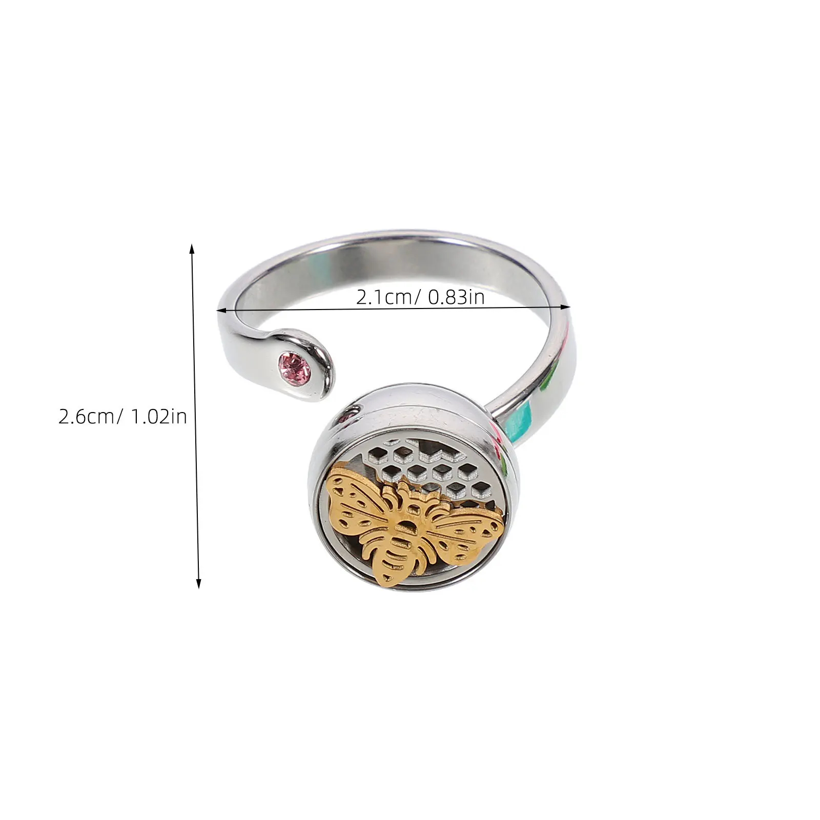 Stainless Steel Essential Oil Diffuser Open Ring Adjustable Fashion Finger Ring for Women Aromatherapy Gift Birthday Valentine