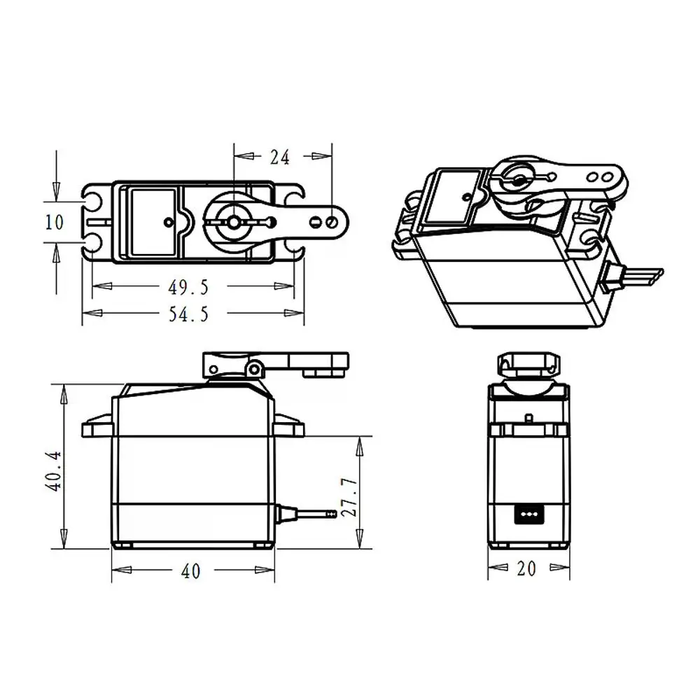 25kg.cm Digital Servo Coreless High Torque Servo Motor Metal Gear 180/270° Waterproof for 1:8 1:10 1:12 RC Car Robot DS3225 Pro