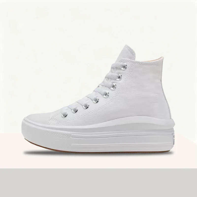 Converse All Star Move Women's White High-Top Canvas Sneakers – Chunky Versatile Slip-Resistant Durable Sole & Comfort 568498C