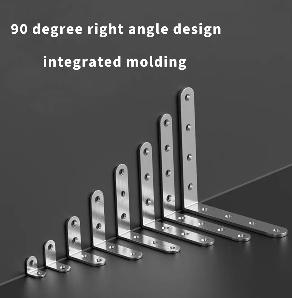 Stainless Steel Angle Code 90 Degree Right Angle Fixator Angle Iron L-Shaped Triangle Iron Bracket Layer Board Support Hardware