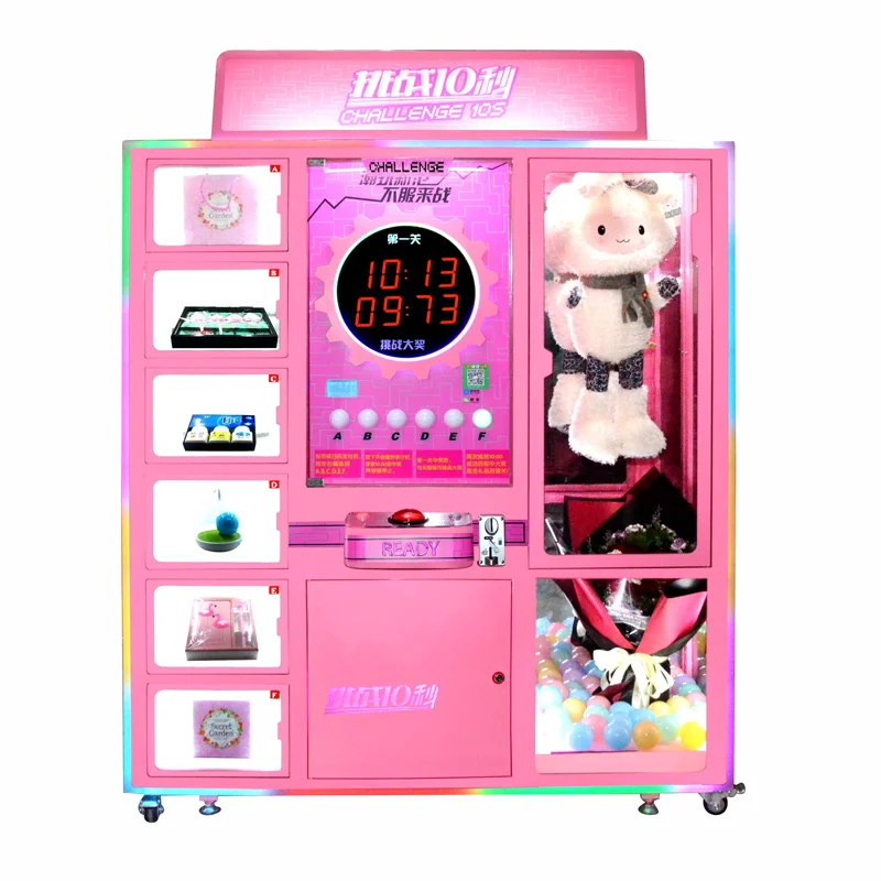 Mini Coin-Operated Metal Claw Machine 10-Second Challenge Prize Vending Game Kid-Friendly Board Bill Acceptor Fun Gift-Oriented