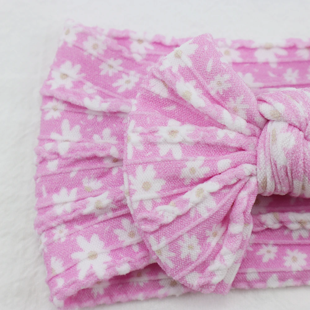 1PCS Knit Baby Bow Headbands Printed Bowknot Headband For Baby Girls Turban Elastic Hairband Kids Headwear Hair Accessories