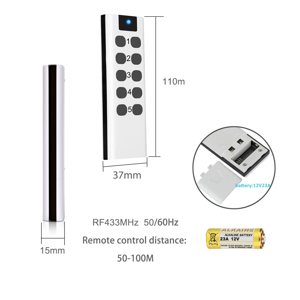 Interruttore di controllo remoto Wireless RF433mhz con distanza multicanale di segnale anti-interferenza da 50-100M e penetrazione della parete