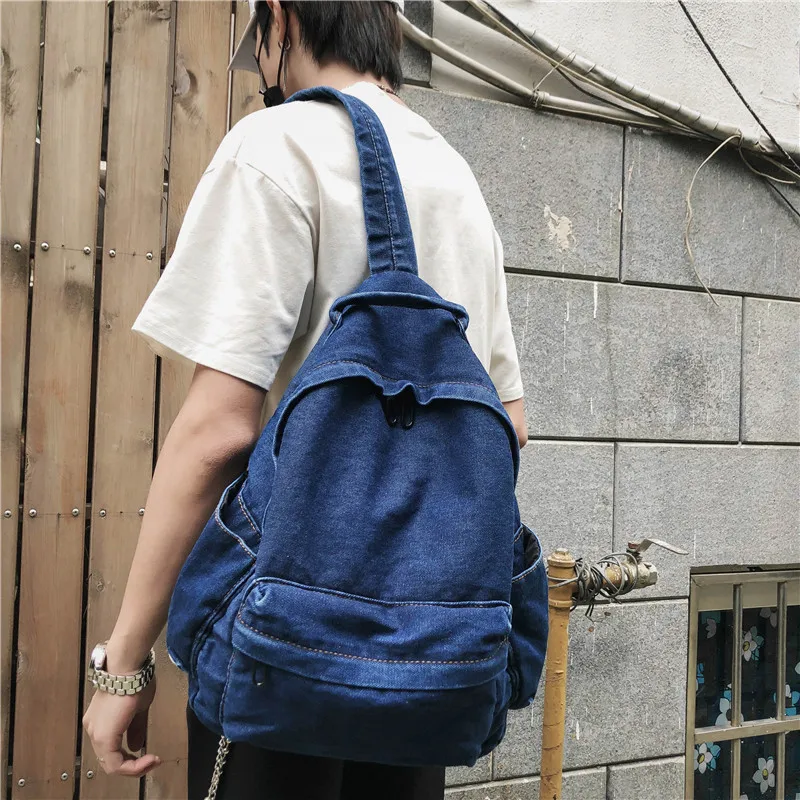 

2022 New Women Denim Backpack Casual Women Jeans Travel Bags Fashion School Bags For High School Students 2 Colors