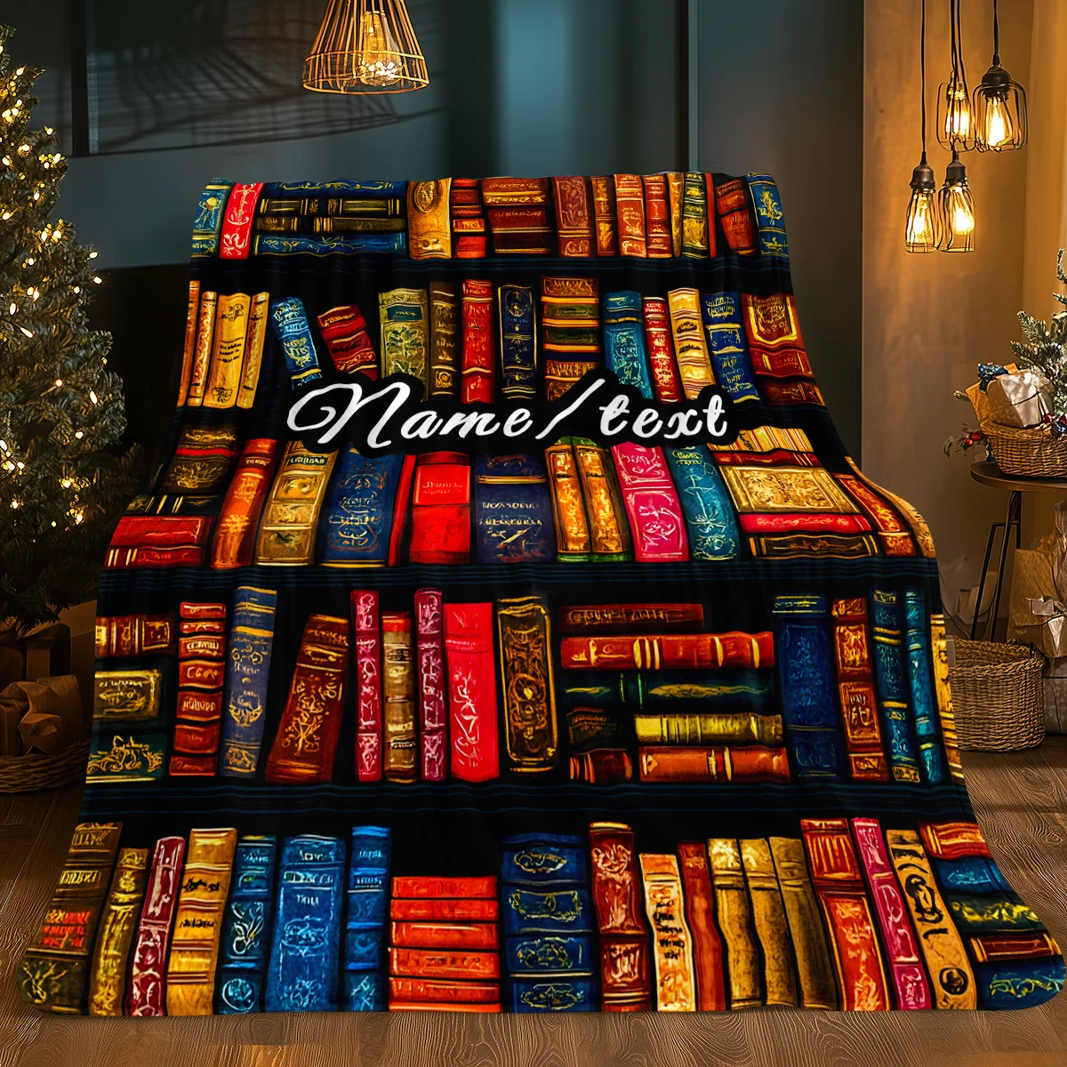 Personalized book enthusiast blanket with a soft flannel parabolic shape with a customized name, lightweight and warm, suitable
