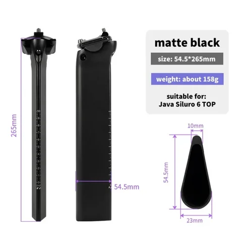 Imagen 2 del producto Tija de sillín de fibra de carbono para bicicleta de carretera JAVA para bicicleta de carretera JAVA (modelos Torpedo 6 y TOP) - Forma de gota Aero