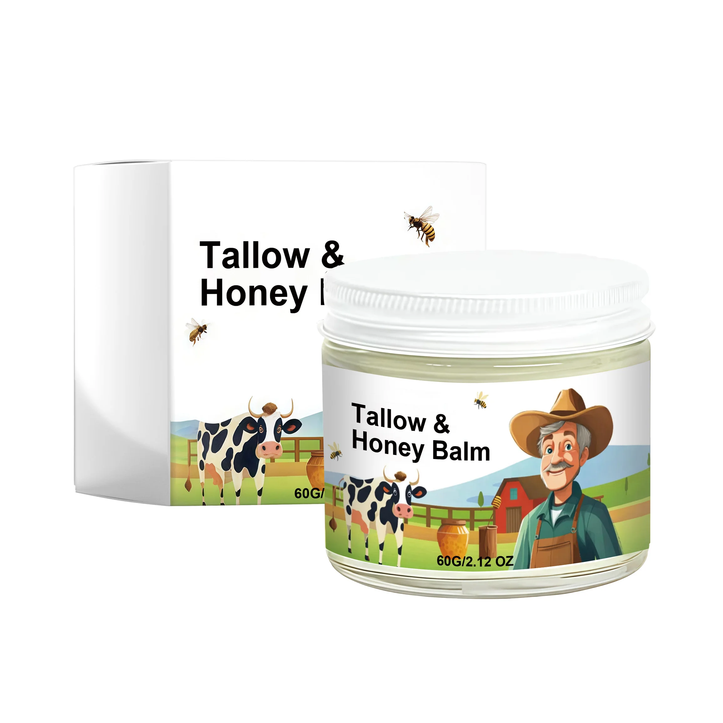 Beef Tallow Honey Hydrating Cream Improve Dryness Soft Moisturizing Delicate Non Sticky Smooth Texture Refresh Repairing Cream