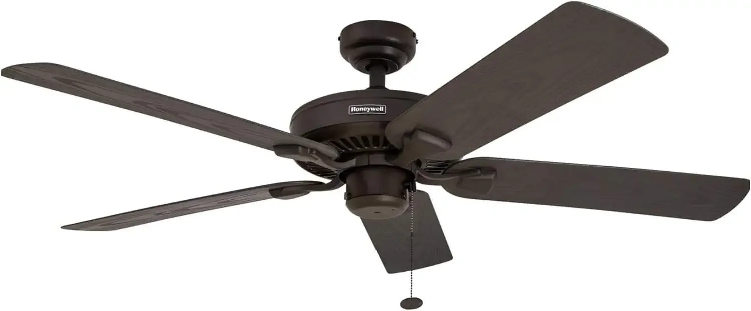 

Traditional 52 Inch Belmar Indoor Outdoor Ceiling Fan with Light - Damp Rated, Pull Chain Control, Three Mounting Options - High