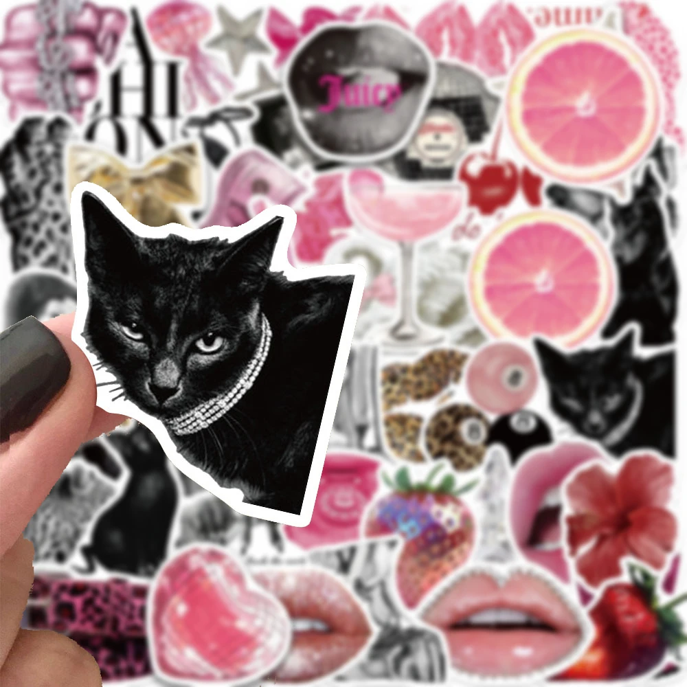 

10/30/50pcs Retro Pink Punk Aesthetic Cartoon Stickers INS Style Y2K Decal for Scrapbook Helmet Laptop Car Cool Graffiti Sticker