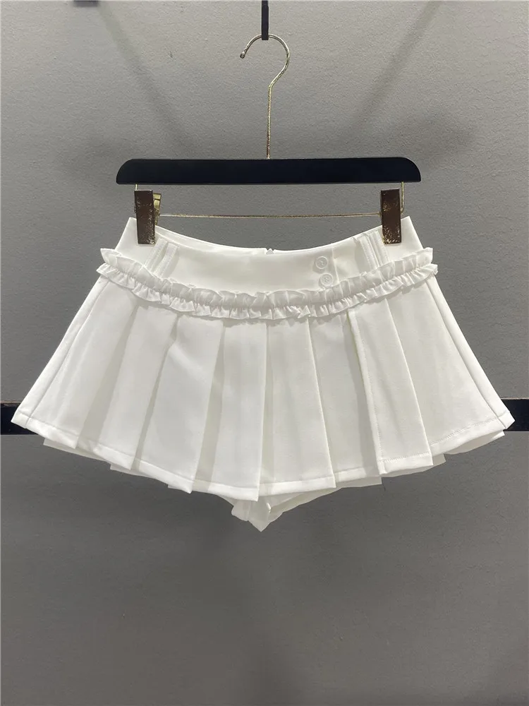 

Sweet Gingham Pleated Skirt Women's Low Waist Slimming A-Line Short Skirt Spring Summer New Style Casual Anti-Static Cot...