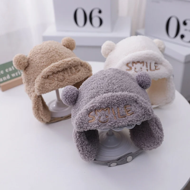 New Baby Boys Girls Hat Kids Children Ear Flap Muff Winter Warm Plush Cotton Cap Outdoor Lei Feng Cap Beanie Gifts Hat 6-24M