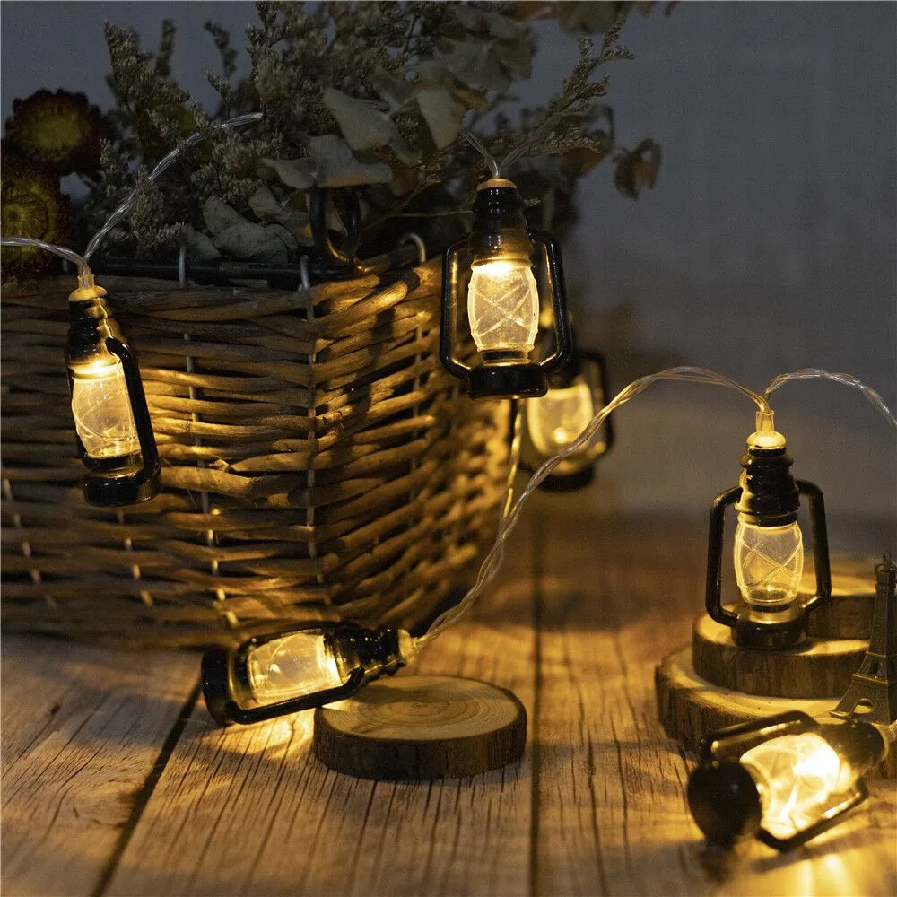 Ramadan Retro kerosene LED string Fairy light LED Eid Mubarak Ramadan Decorative String Lights Muslim Islam Party Navidad Decor