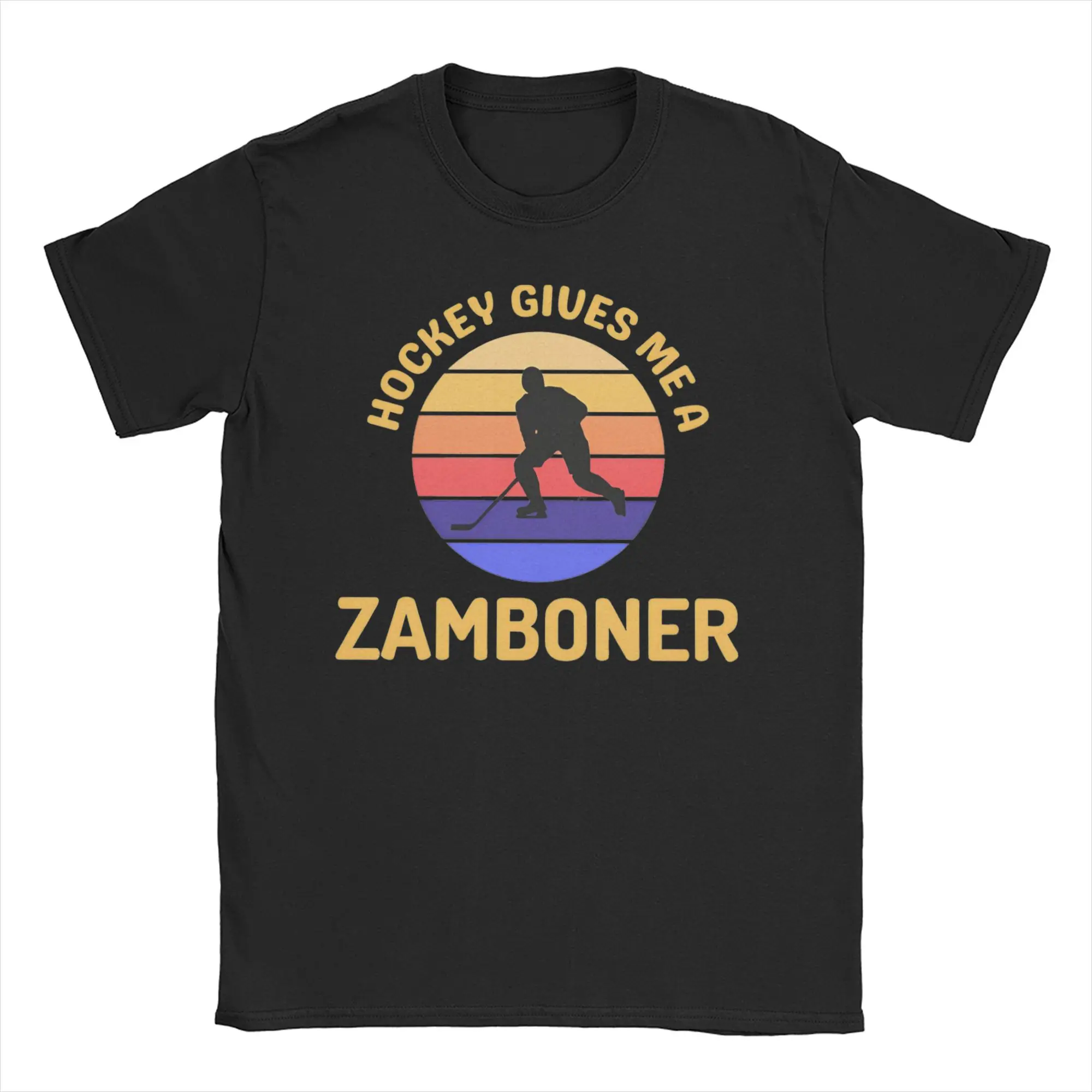 Funny Hockey Gives Me A Zamboner T Shirt Men's Cotton Short Sleeve Round Neck Summer Clothing