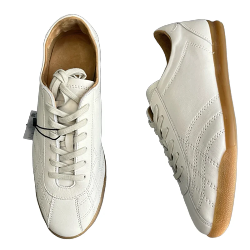 

Withered British Fashion Cowhide Comfortable Breathable Vulcanized Shoes Women Training Sneakers White Women's Sneaker