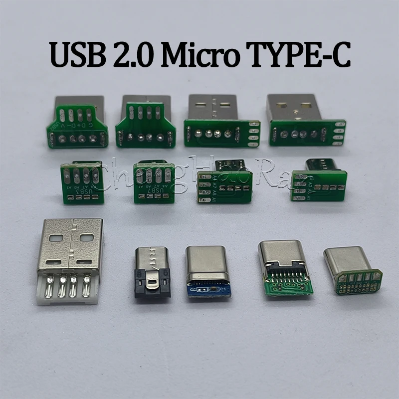 

1piece 90 Degree Right Angle Micro/Type-C/USB To Dip PCB Distribution Board Repair Welding Socket Connector 5P/4P