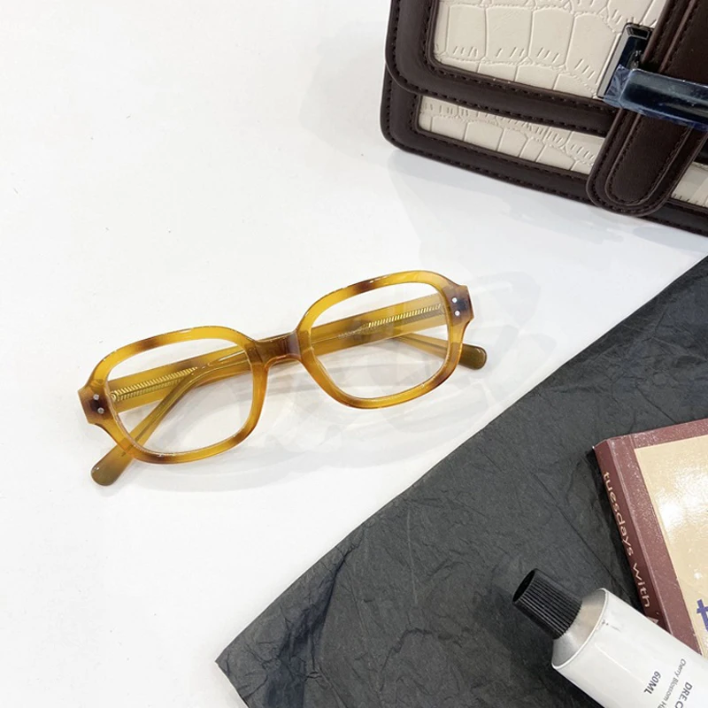 Retro Oval Big Frame Glasses Women\'s Anti Blue Light Glasses 2023 Fashion  Style Leopard Print Eyeglasses Frame