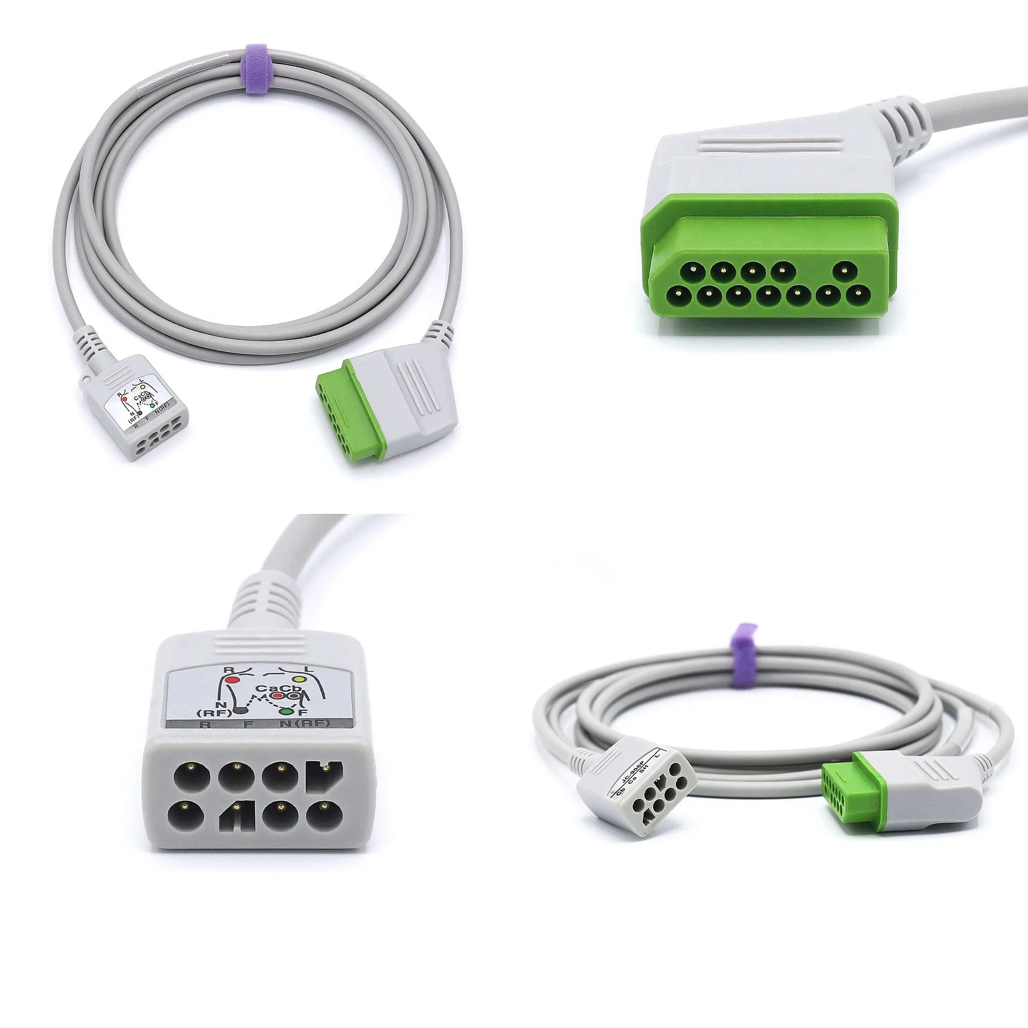 Compatible Reusable Nihons Kohdens ECG Trunk Cable Extension IEC 3/6 Leads JC-906PA K922A