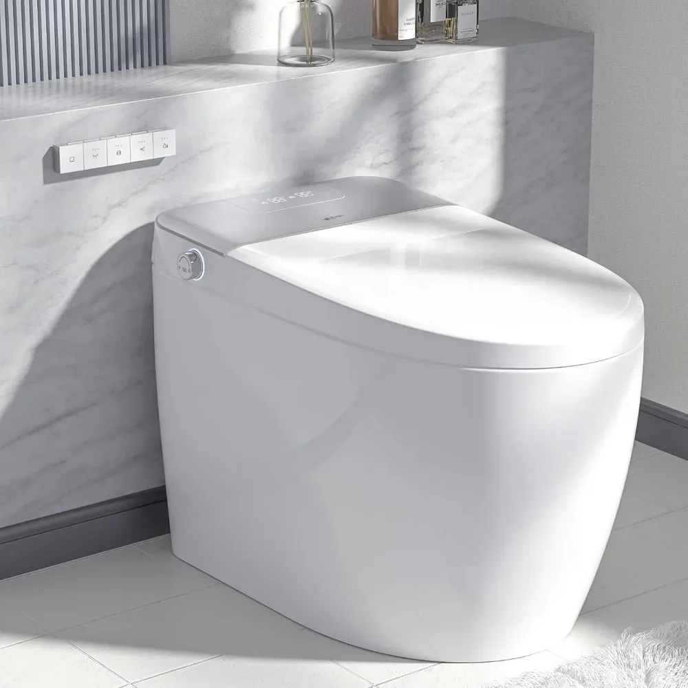 Smart Toilet with Built-in Bidet Seat,with Auto Lid Opening,Closing and Flushing,Heated Seat, Digital Display, Remote Control