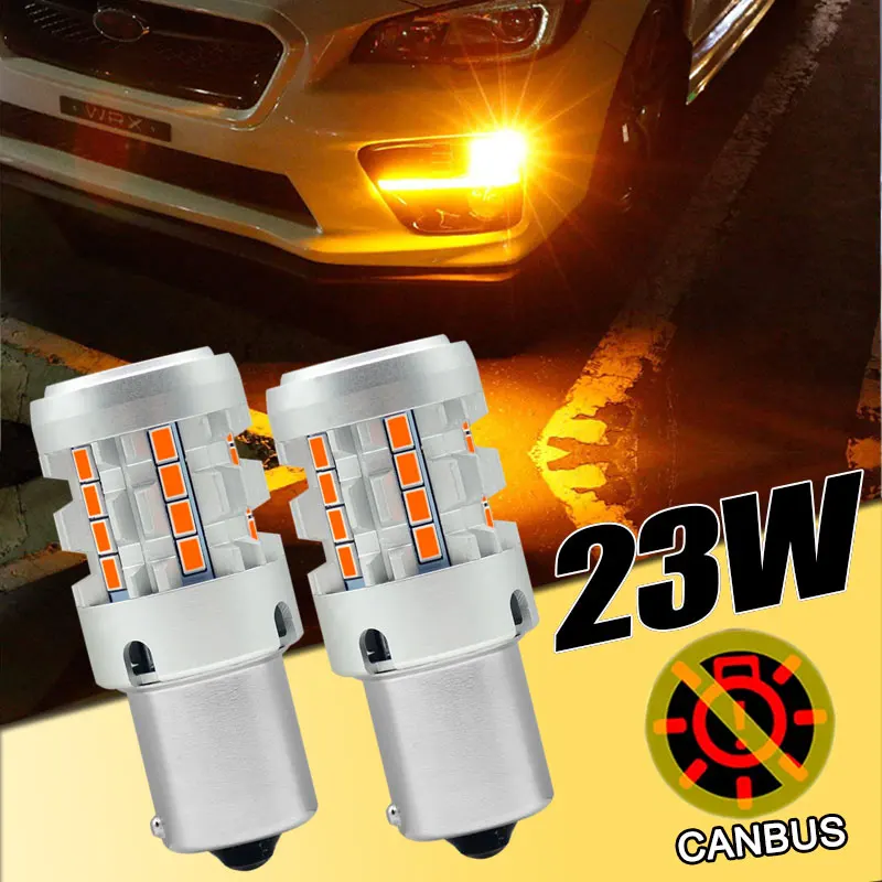 2Pcs Canbus PY21W Bau15s/P21W BA15S 1156/T20 WY21W 7440 LED Bulb for Car Turn Signal Light Amber Yellow Anti Hyper Flash 12v