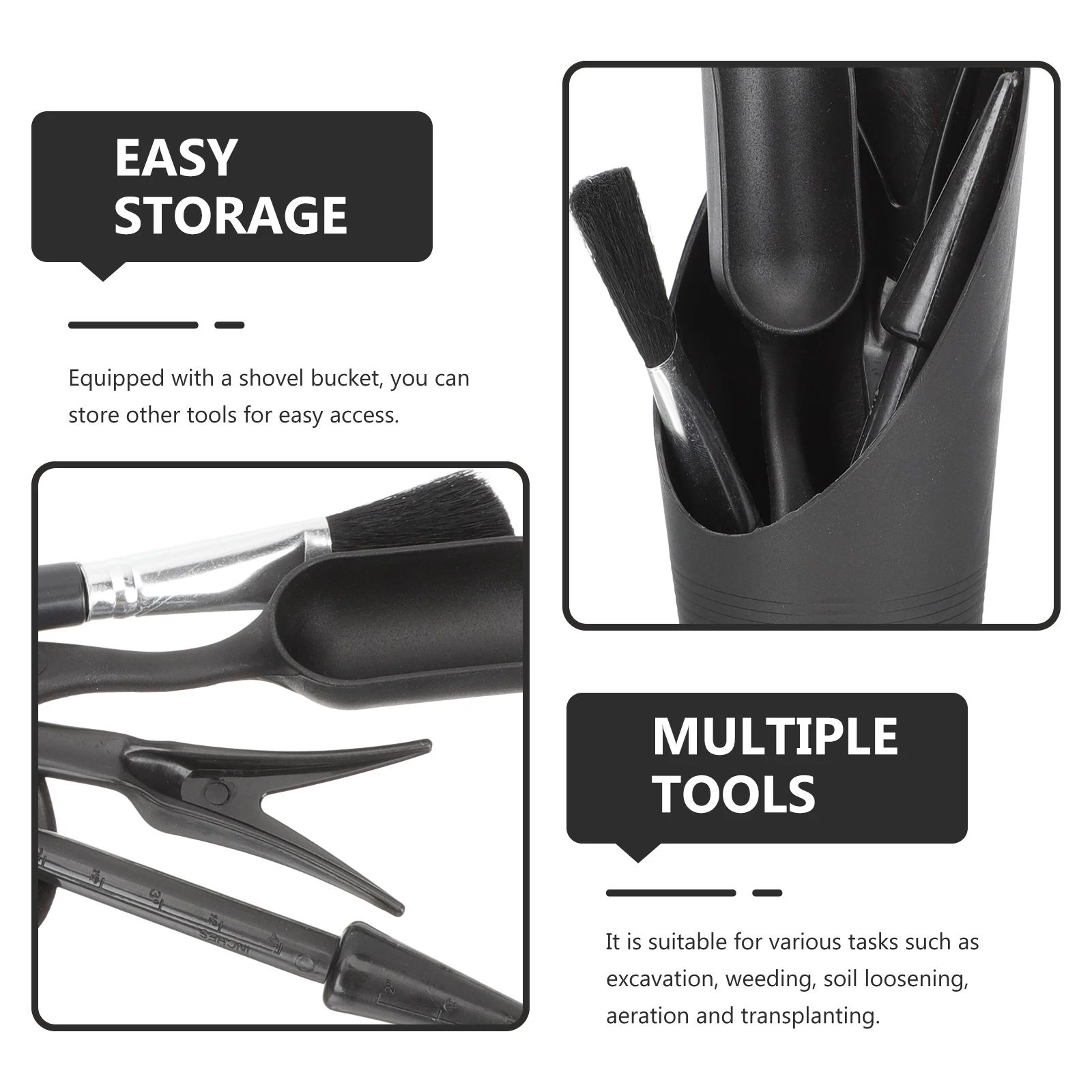 

2 set Black Shovels Scoops Succulent Planting Tools Bonsai Kit Soil Loosening Aeration Transplanting Weed Digging Hand Tools